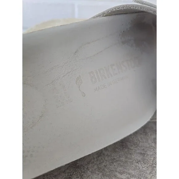 Birkenstock Madrid Big Buckle Slide Sandals Womens Size 10 White Leather Slip On - Picture 12 of 12